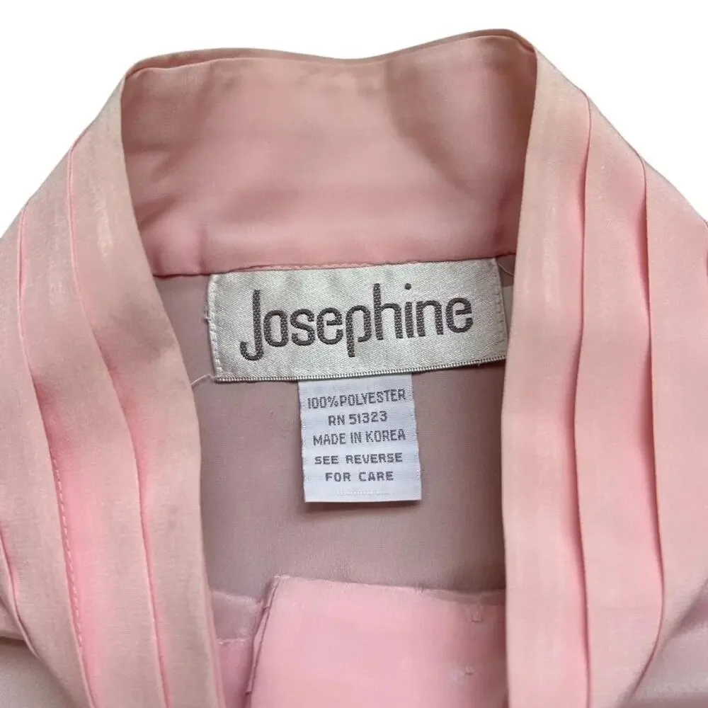VTG Pink Blouse Pleated Shirt Button Down Size 14 Romantic Whimsical Secretary